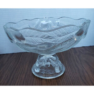 Vintage Fruit Bowl Clear Teleflora Pedestal Bowl Compote With Pears